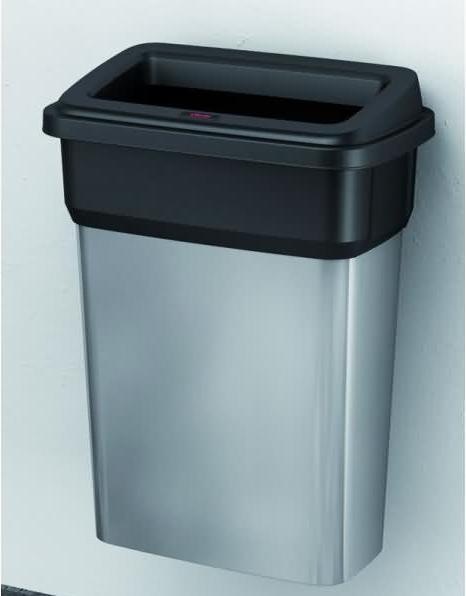 Vileda Abfallbehälter Geo 55l mit Wandhalterung metallic/schwarz (55 l)