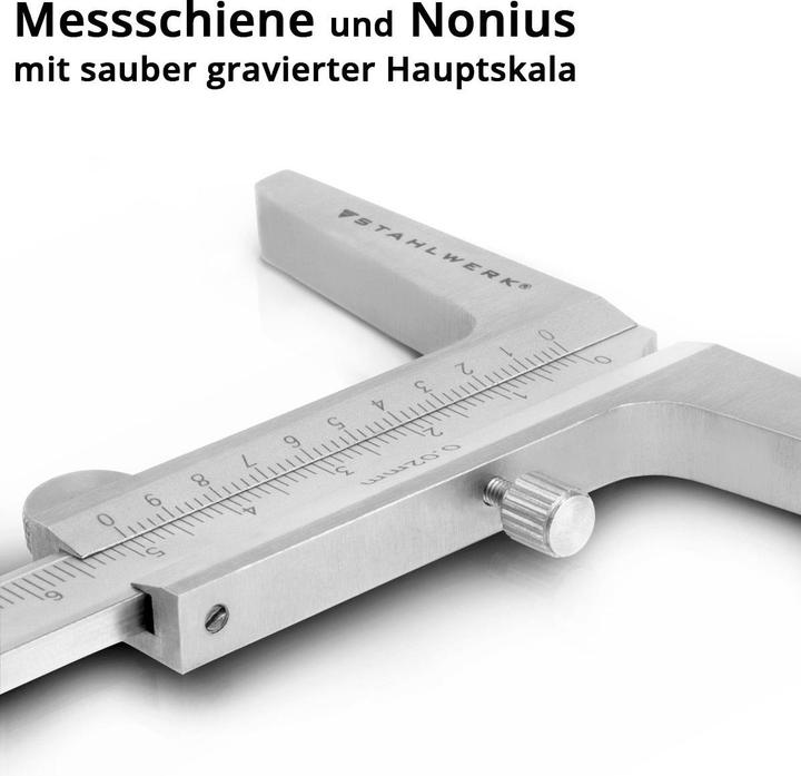 Produktbild Stahlwerk Tiefenmessschieber 0-200 mm DIN 862 aus rostfreiem Edelstahl (20 cm)