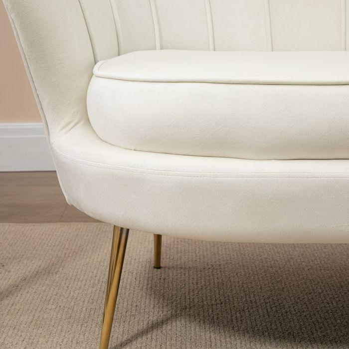 Produktbild Swisshandel24 2-Sitzer Sofa Couch, Polstersofa Samt, bis 150 kg, Creme