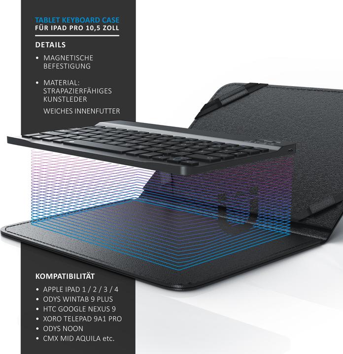 Produktbild Aplic Tablet Tastatur, Bluetooth-Keyboard, 9-10" Tablets Kunstledercase für den Transport (DE, Tablets 9"-10")