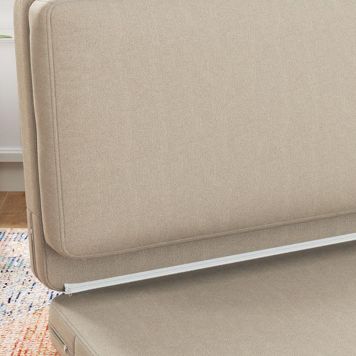 Produktbild Swisshandel24 Bodensofa 3-in-1 Klappbar Schlafsofa mit Samtoptik, bis 240kg, beige