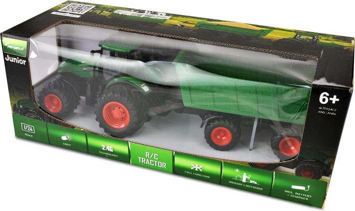 Immagine prodotto Amewi Trattore con rimorchio ribaltabile, verde 1:24, RTR (RTR pronto all'uso)