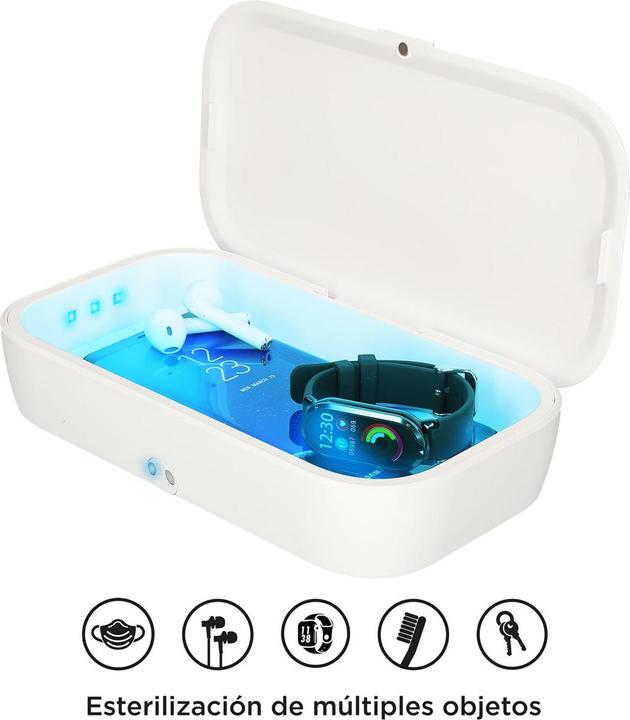 Image du produit KSIX Stérilisateur de boîte à lumière UV avec chargeur sans fil 10W
