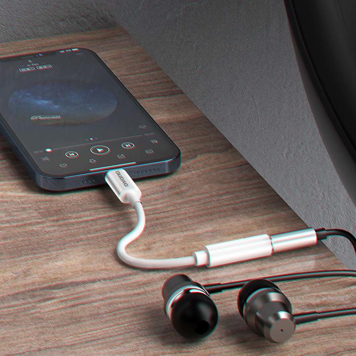 Image du produit Dudao Adaptateur audio L16i Lightning vers mini jack 3.5mm (blanc) (Lightning, Jack 3.5mm)