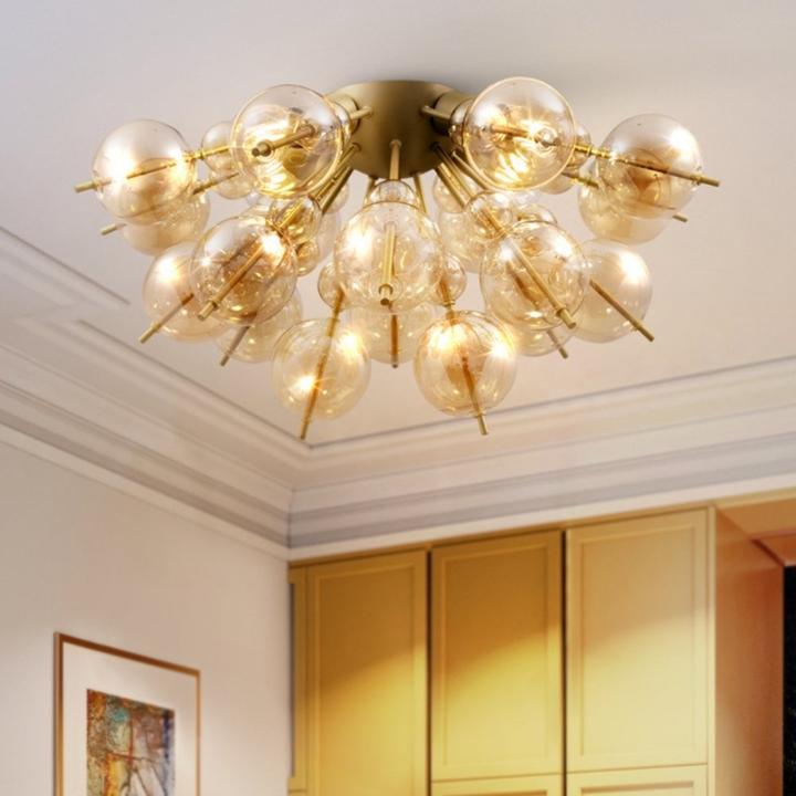 Actual product image Maytoni Bolla ceiling light 4x E27 brass amber, amber glass (E27)