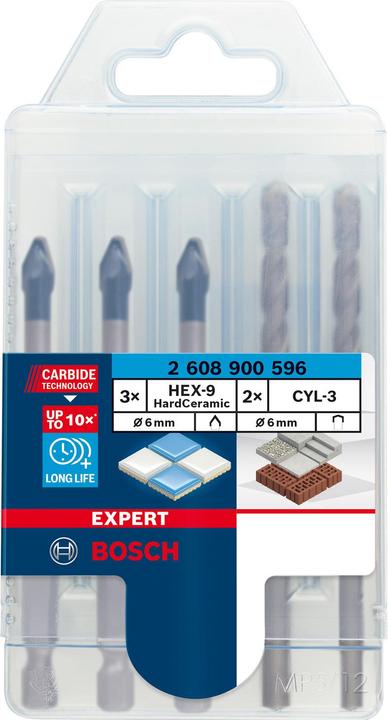 Produktbild Bosch Professional Zubehör EXPERT HEX-9 HardCeramic Bohrer Mixed Set, 6 mm, 5-tlg. (6 mm)