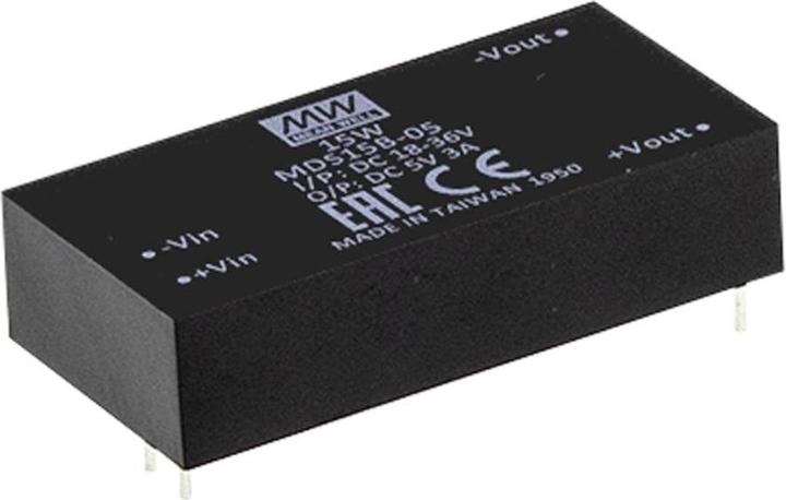 Image du produit MeanWell Mean Well MDS15B-05 Convertisseur DC/DC 24 V 5 V 3 A 15 W Nombre de sorties : 1 x Contenu