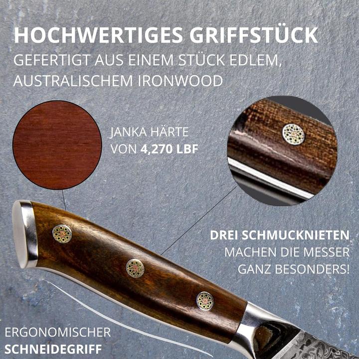 Produktbild Stallion Damastmesser, V-Schliff 10 Grad (17.50 cm)