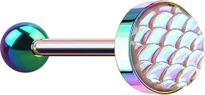 Immagine prodotto Star Piercing Barbell farbig mit Fischschuppen pink (Acciaio chirurgico 316L)