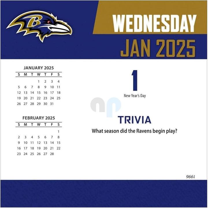 Etichetta energetica NFL - Baltimore Ravens - Calendario da tavolo 2025 (Tedesco, Francese, Italiano, Spagnolo, Inglese)