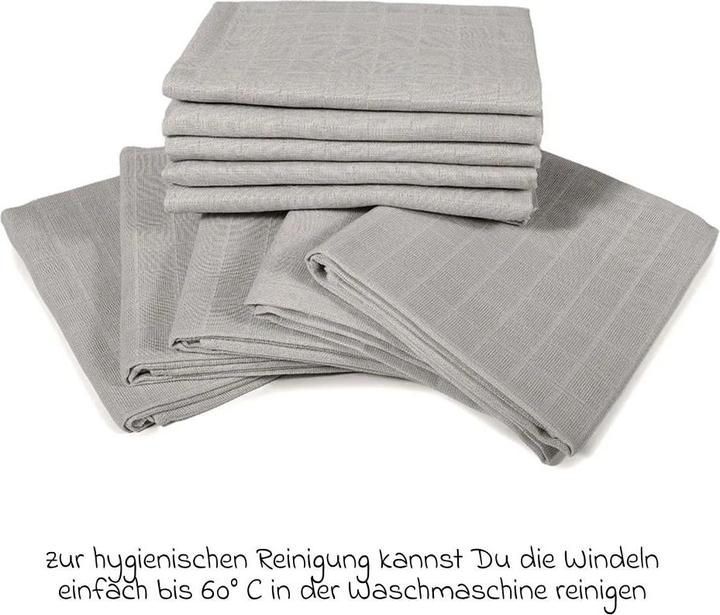 Produktbild Makian Mullwindeln & Mulltücher Mullwindel / Mulltuch 10er Pack 80 x 80 cm - Grau (80 cm, 80 cm)