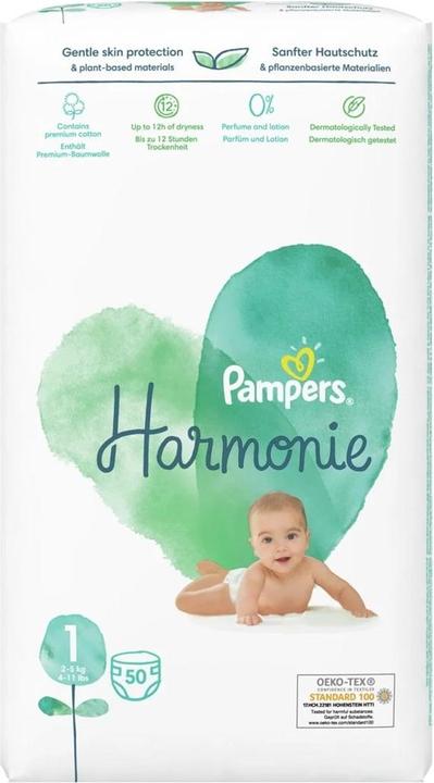 Produktbild Pampers Harmonie (Gr. 1, Tragepack, 50 Stück)