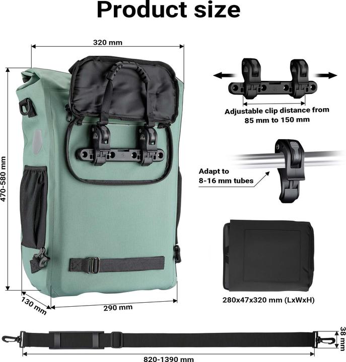 Immagine prodotto Wiltec Gepäckträgertasche (20 l, Borsa portapacchi)