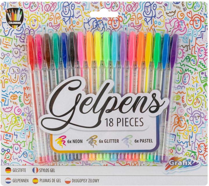 Actual product image Grafix Gel pen set neon glitter pastel (Multicoloured, 18 x)