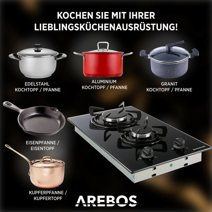 Actual product image Arebos Gas cooker glass