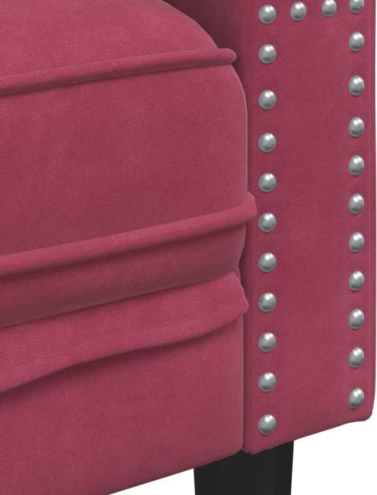 Produktbild VidaXL Chesterfield Sofa Nackenrollen 3-Sitzer Couch Polstersofa Weinrot Samt (Chesterfield)