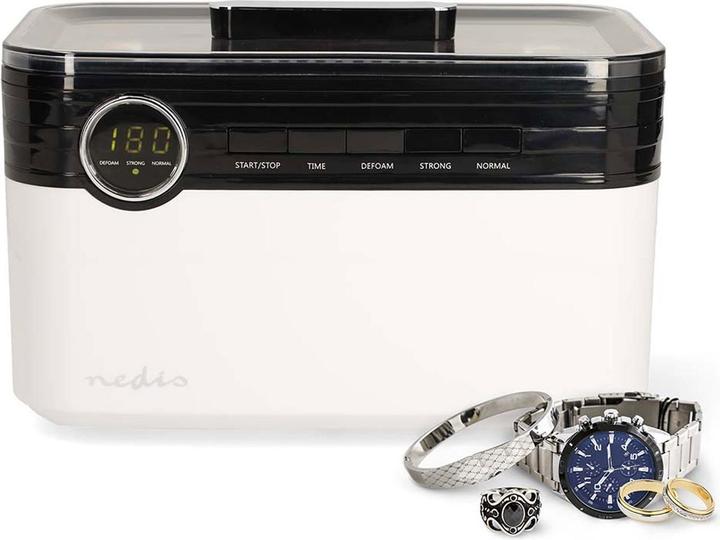 Actual product image Nedis Ultrasonic jewellery cleaner | Mains power supply | 220 - 240 V AC 50/60 Hz | Euro / Type-C (C (43 kHz, 1800 ml)