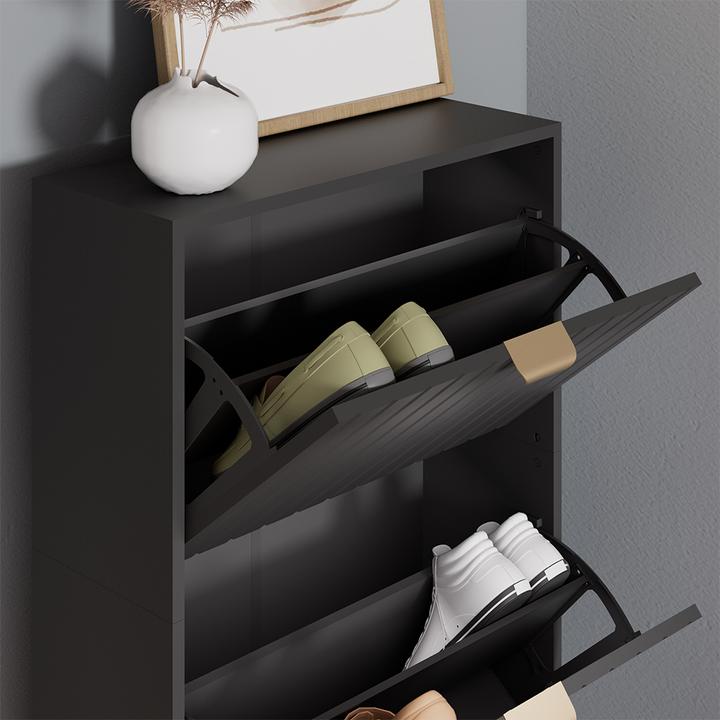 Immagine prodotto Vichy Schuhschrank Helge, Schwarz, 60 x 128.5 cm 3 Fächer