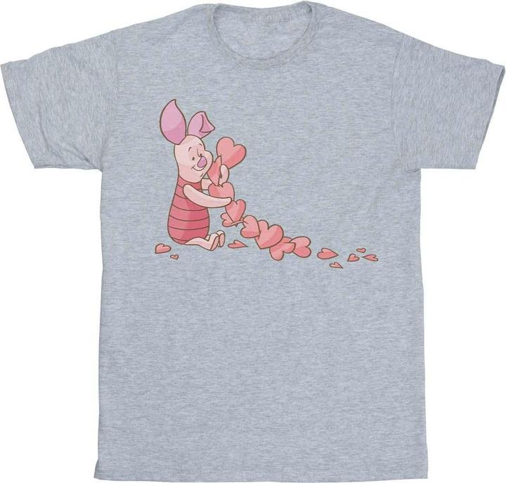 Actual product image Disney Girls Winnie The Pooh Piglet Chain Of Hearts Cotton T-Shirt (104)