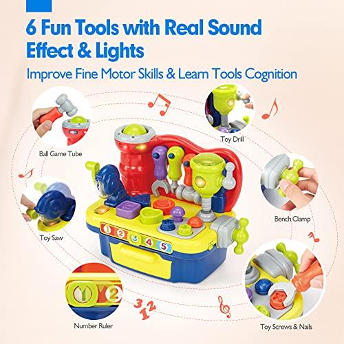 Produktbild Activity Board Babyspielzeug ab 1 Jahr Werkbank Kinder, Motorik-Würfel mit Musik-Lichtspielzeug