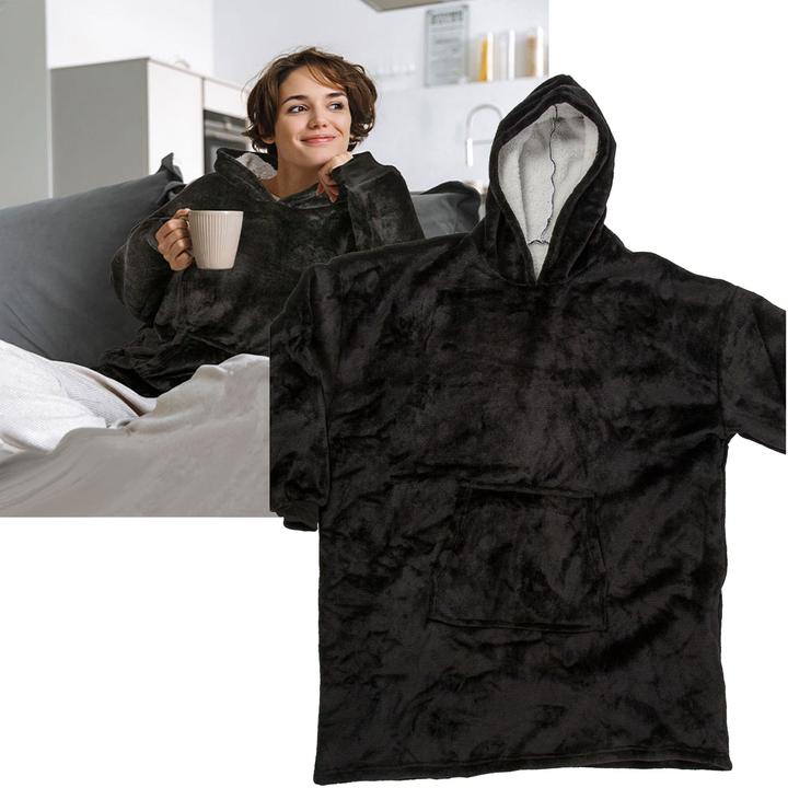Actual product image Out of the blue Cosy blanket with sleeves, hood & fanny pack (90 x 80 cm)