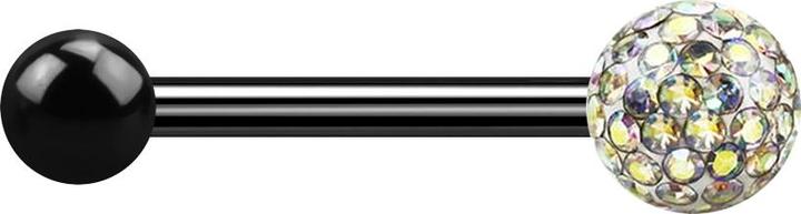 Immagine prodotto Star Piercing Barbell schwarz mit Kugel und Kristallkugel multicolor Epoxy Schutzschicht (Titanio G23, senza ottone)