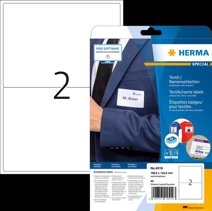 Image du produit Herma Étiquettes de nom A4 amovibles