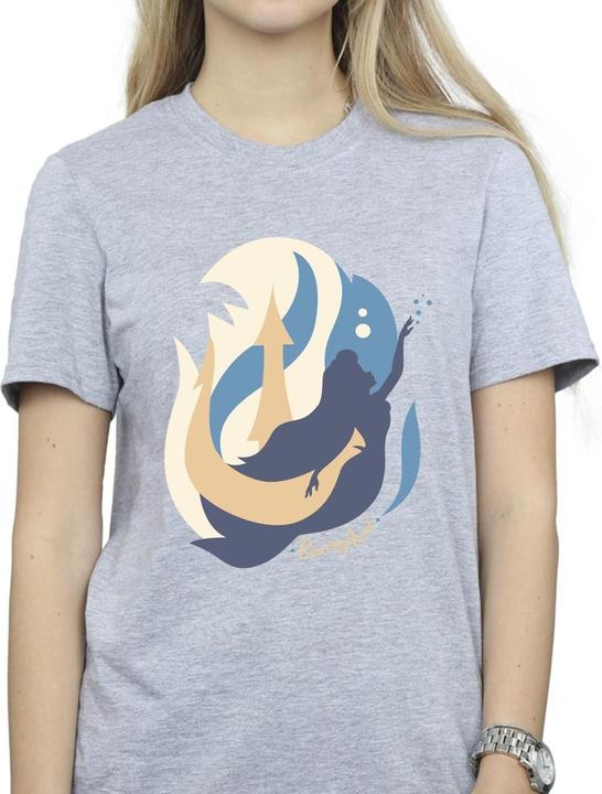 Actual product image Disney Womens/Ladies The Little Mermaid Colour Silhouettes Cotton Boyfriend T-Shirt (XL)