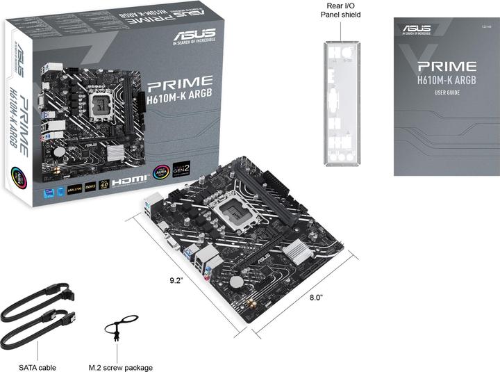 Productafbeelding ASUS MB PRIME -K ARGB Intel,1700,DDR5,mATX (LGA 1700, Intel H610, mATX)