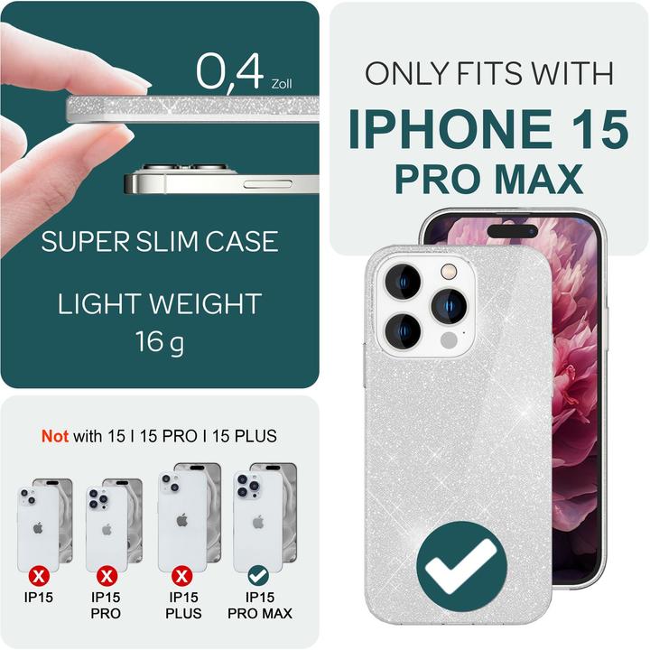Actual product image Nalia Glitter cover (Apple iPhone 15 Pro Max)