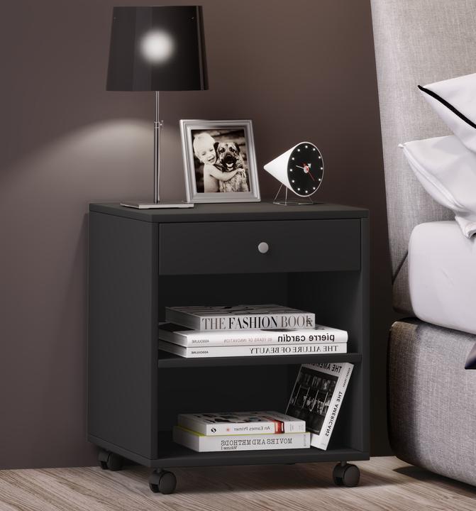 Image du produit VCM Table de nuit en bois Rolda avec roulettes (45 x 38 x 54 cm)