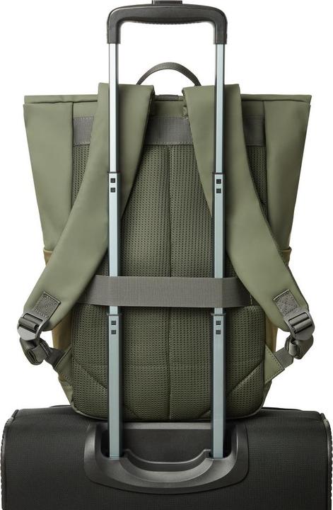 Produktbild Rivacase Rolltop Eco Waterproof RPET PU Leather Backpack for Men and Women, Olive Green (17 l)