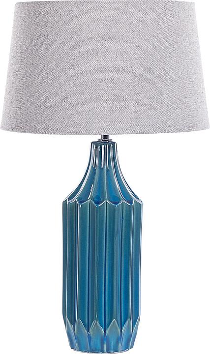 Actual product image Beliani Table lamp blue 56 cm drum shape ABAVA