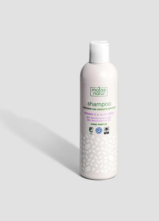 Actual product image Matas Shampoo for dry and irritated scalp with organic aloe vera and vitamin E (400 ml, Liquid shampoo)