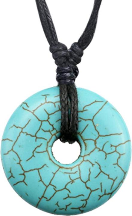 Actual product image Star Piercing Necklace black pendant donut made of turquoise stone (Mineral, Brass)