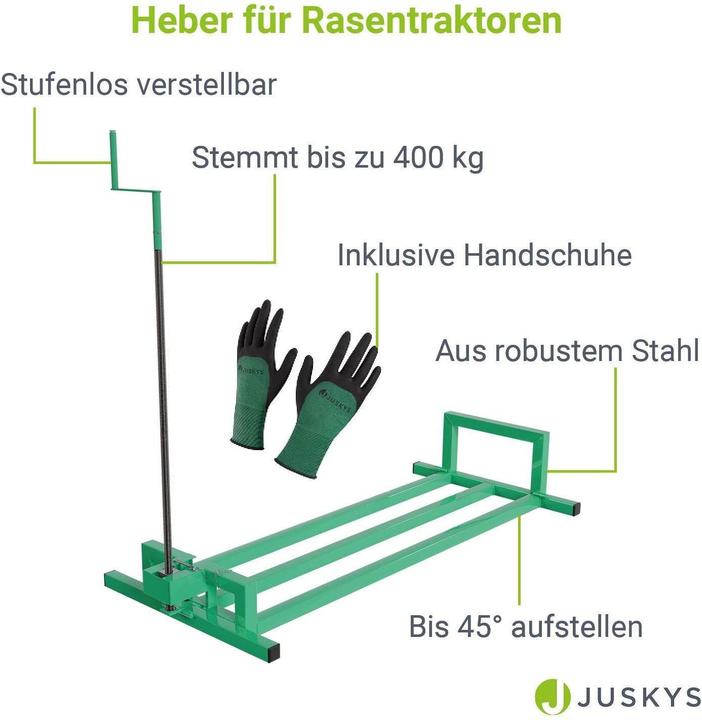 Produktbild Juskys Rasentraktorheber mit Handschuhen (Rasenmäher, Rasentraktor, Gartenmaschinen Ersatzteile)
