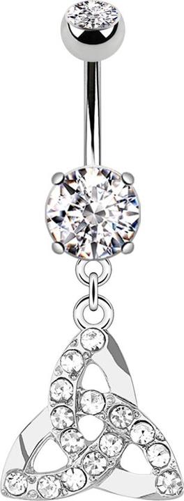 Produktbild Star Piercing Banane silber mit zwei Kugeln Kristall silber Anhänger Keltischer Knoten (Chirurgenstahl 316L, Messing)