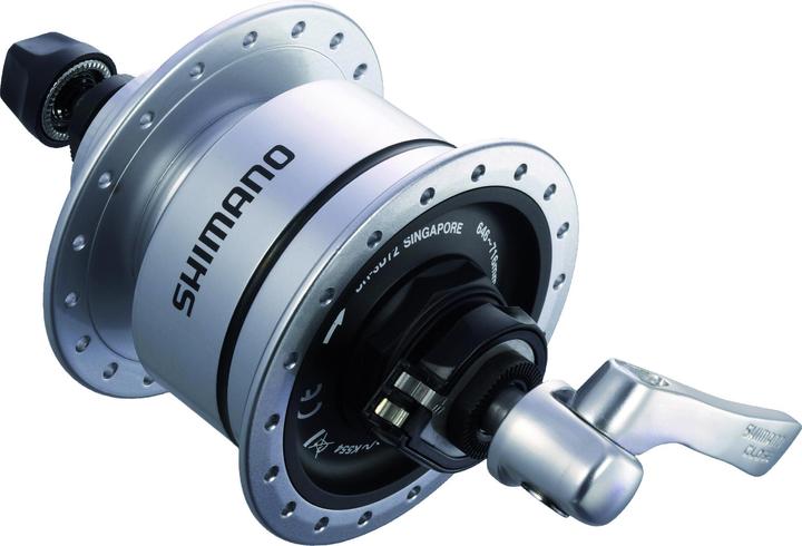 Produktbild Shimano Nabendynamo DH-3D72 Center-Lock 100 mm 36-Loch 6V/3W QR silber box (Scheibenbremse Center Lock)