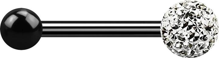 Actual product image Star Piercing Barbell schwarz mit Kugel und Kristallkugel silber Epoxy Schutzschicht (Titanium G23, without brass)