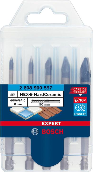 Actual product image Bosch Professional Zubehör EXPERT HEX-9 HardCeramic drill bit set, 4/5/6/8/10 mm, 5 pcs. (5 mm, 4 mm, 6 mm, 8 mm, 10 mm)