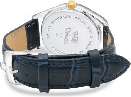 Produktbild Primex Montre Swiss Made - Bracelet Cuir Bleu - Cadran Bicolore Bleu - Etanche 50 M (Analoguhr, 25 mm)