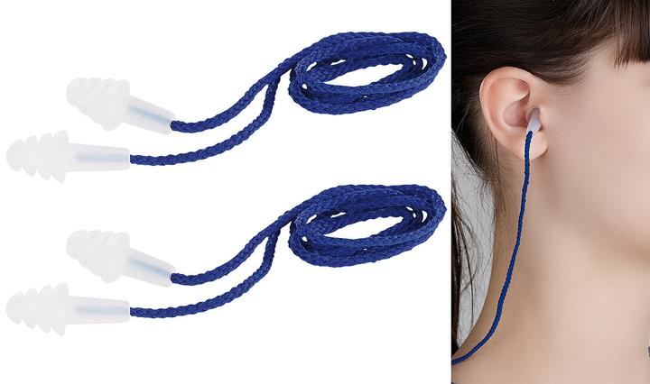 Immagine prodotto Newgen medicals Tappi per le orecchie trasparenti con lamelle e corda (2 paia) (2 x)