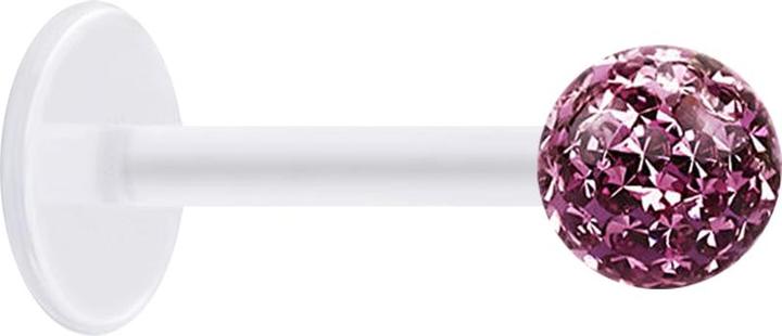 Immagine prodotto Star Piercing Micro Labret trasparente con sfera di cristallo viola chiaro e strato protettivo epossidico (Acciaio chirurgico 316L, senza ottone, Bioflex)