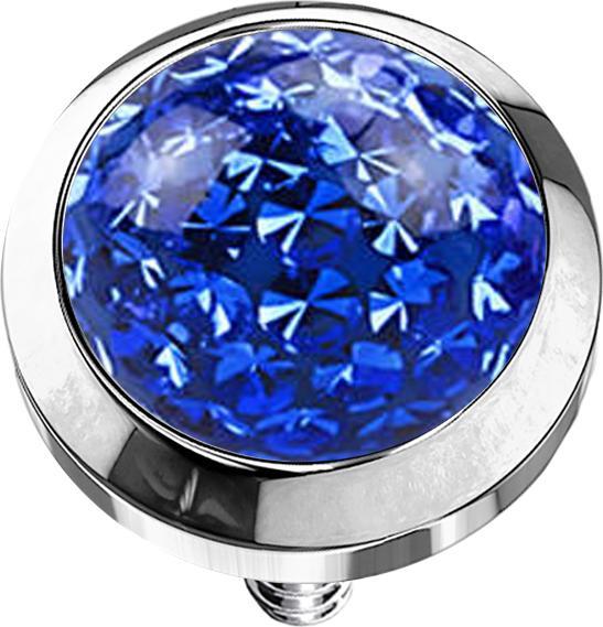 Actual product image Star Piercing Dermal Anchor crystal dome dark blue epoxy protective layer (without brass, Surgical steel 316L)
