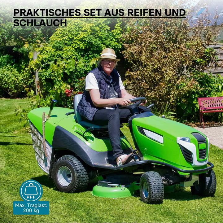 Image du produit Wiltec Pneu pour tracteur à pelouse 15x6.00-6 4pr avec chambre à air et valve coudée tondeuse à gazon