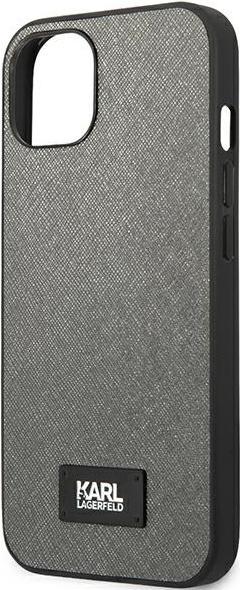 Actual product image Karl Lagerfeld KLHCP13SSFMP2DG iPhone 13 mini 5.4" hardcase silver / silver Saffiano Plaque (Apple iPhone 13 mini)