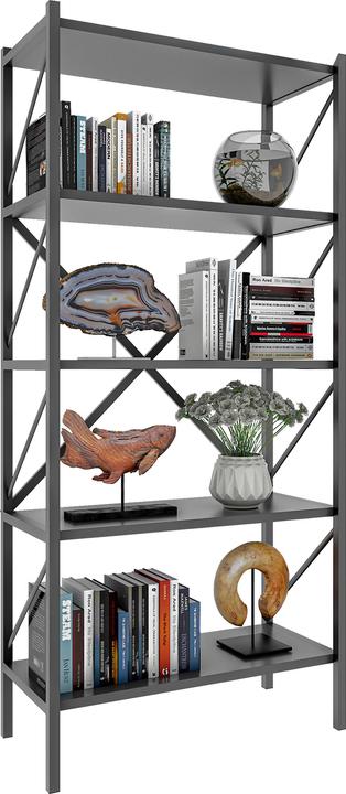 Immagine prodotto VCM Legno Metallo Scaffale Portaoggetti Libreria Libri Decorativi Scaffale Portaoggetti Insasi 5 (66 x 34 x 160 cm)