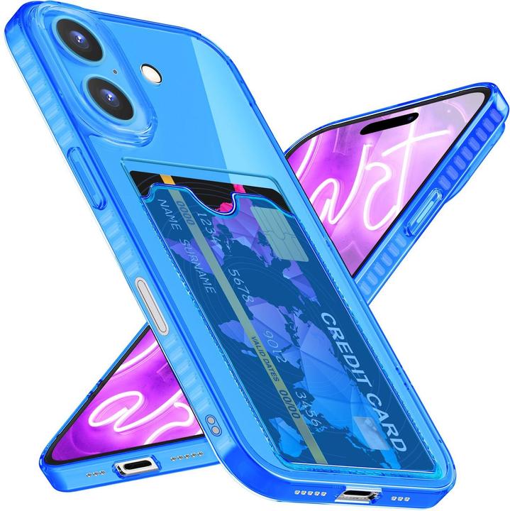 Immagine prodotto Nalia Portacarte trasparente in silicone trasparente al neon (Apple iPhone 16)