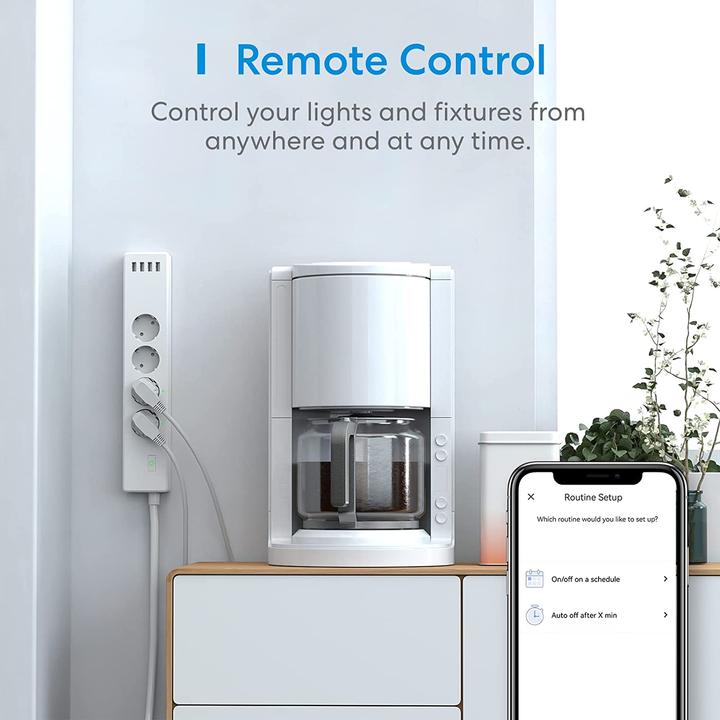 Actual product image Meross Smart Wi-Fi Surge Protector (8 x, Nema-5, USB, 1.80 m)