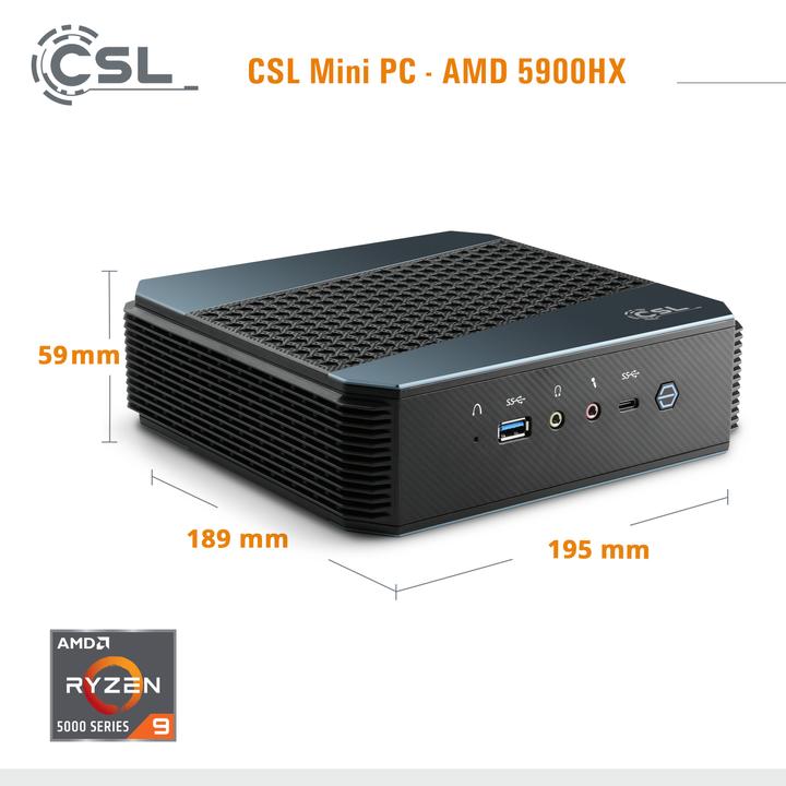 Produktbild CSL Computer Mini PC AMD 5900HX / 16GB / 1000GB M.2 SSD / Windows 11 Home () AMD Ryzen 9 5900HX (AMD Ryzen 9 5900HX, 16 GB, 1000 GB, AMD Radeon Graphics)